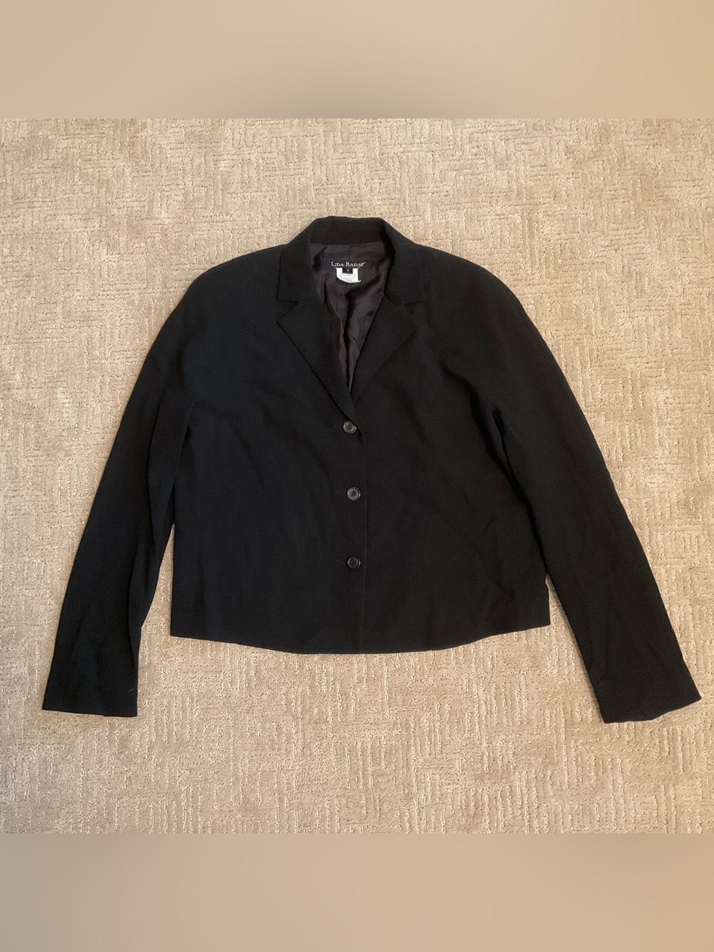 🖤 🇨🇦 Lida Baday Black Blazer Wool Blend Lined Canada Sz 14 L Minimalist Timeless